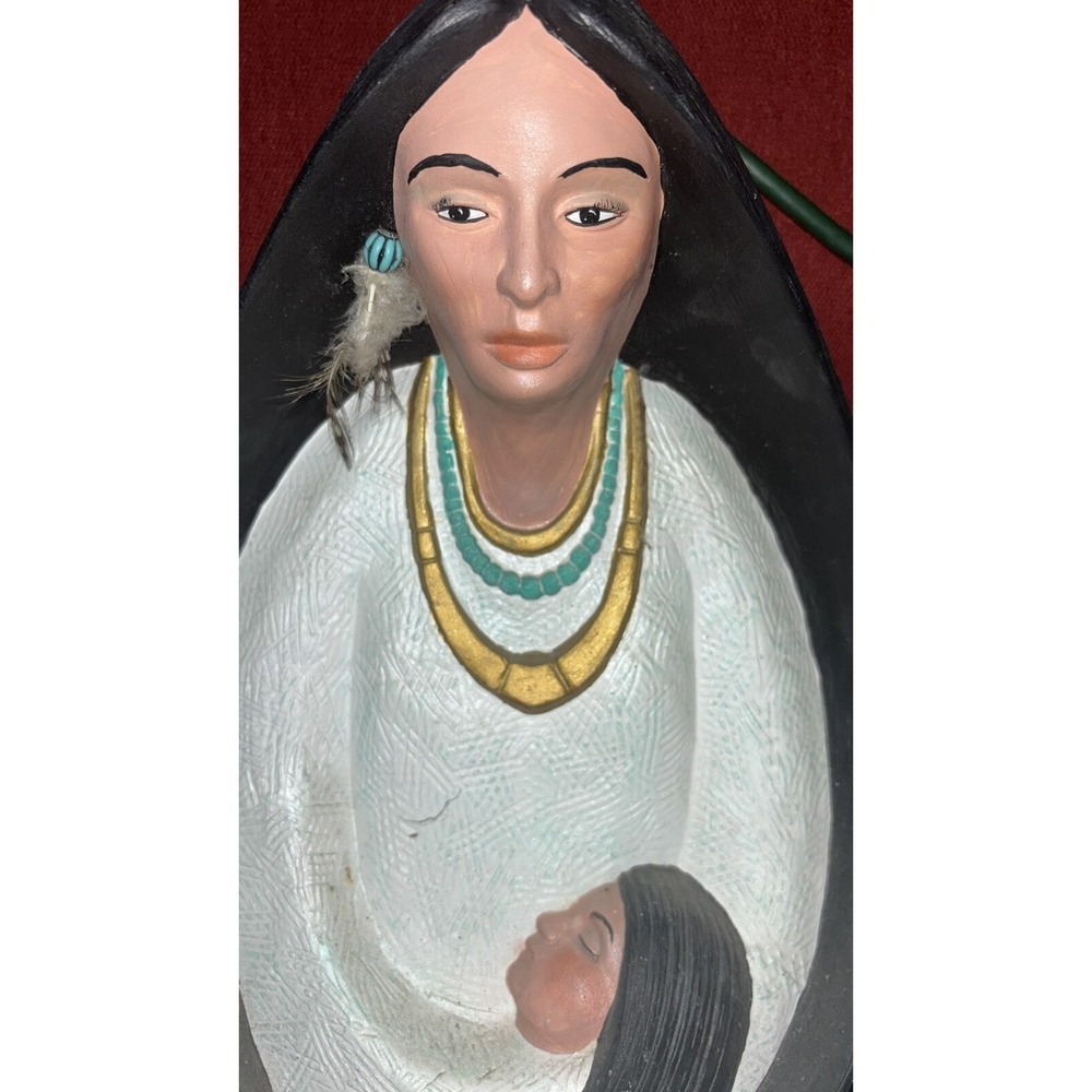 Native American Woman Baby Sculpture / Ceramic Large 24" Decoration Pottery Ar